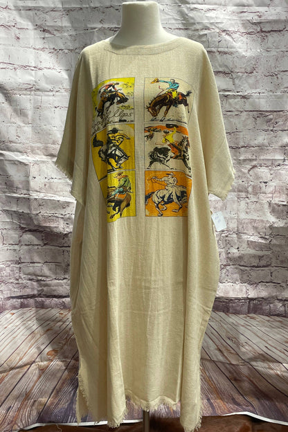 So Simple So Boho Kaftan Dress in Cowboy Rodeo Graphic