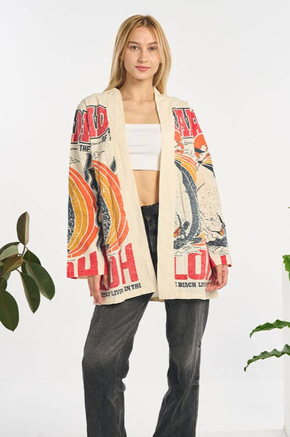 Aloha Printed Easy Breezy Cotton Cardigan