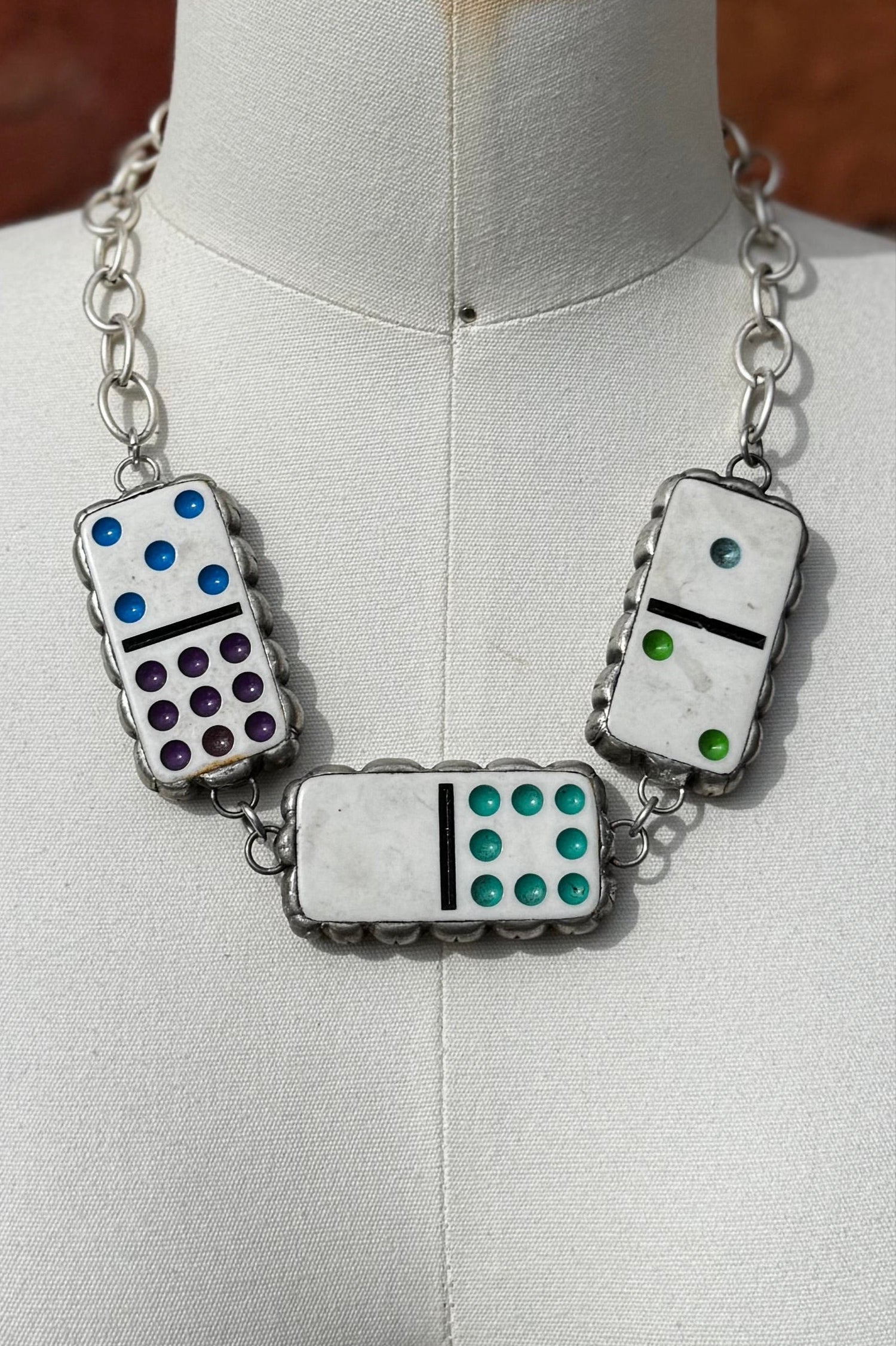 Three Time the Trouble Dominos Necklace