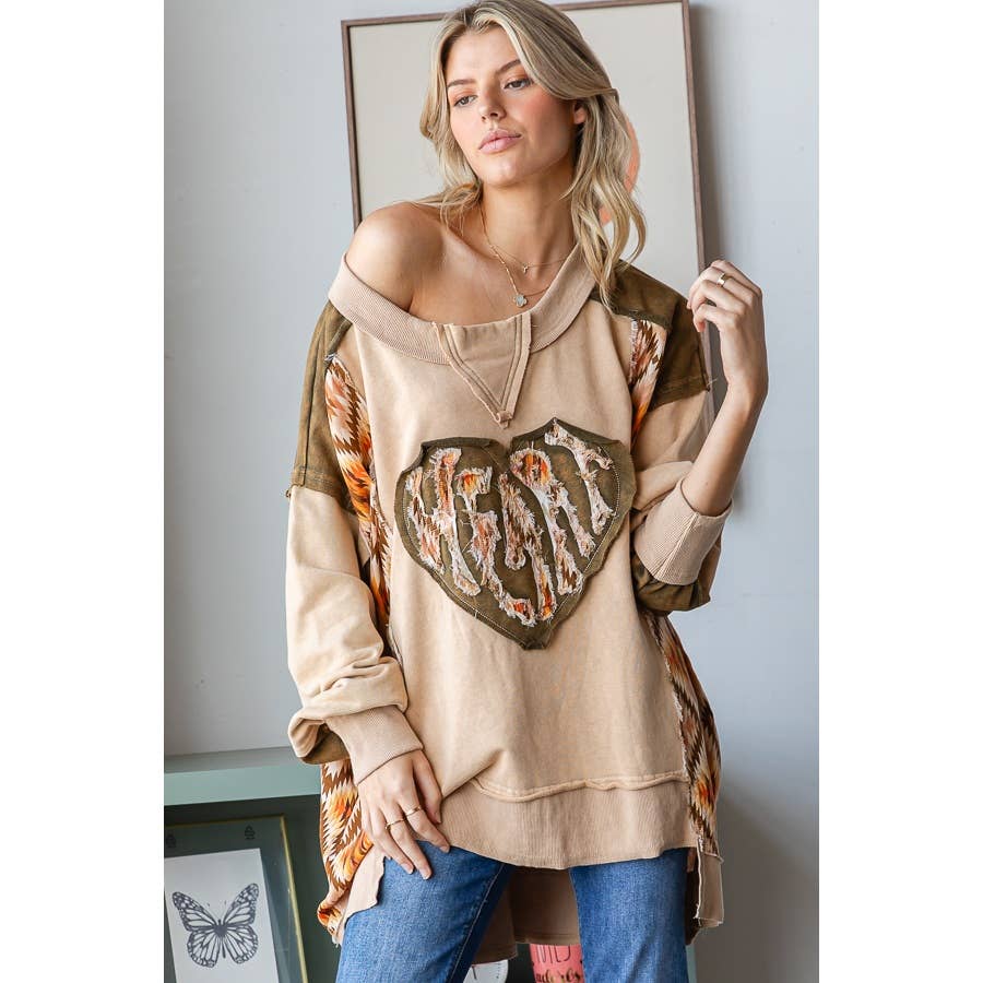 Spread Love Patched Heart Top