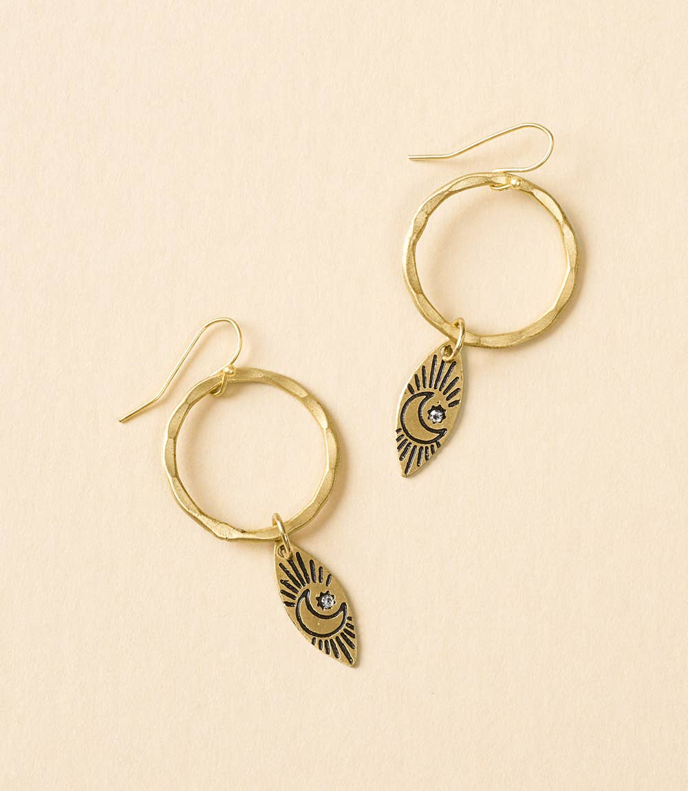 Ruchi Moon Charm Gold Hoop Earrings