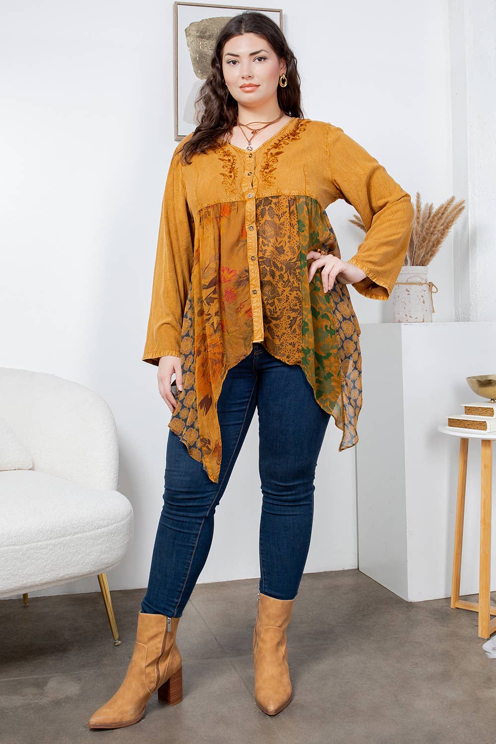 Final Sale - Rustic Bohemian: Embroidered Top