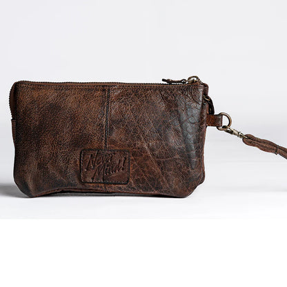 The Macy Leather Clutch with Wrist Strap