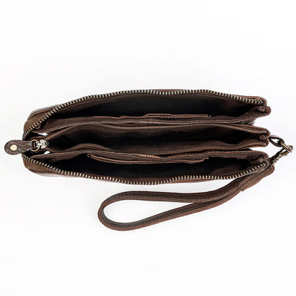 The Macy Leather Clutch with Wrist Strap