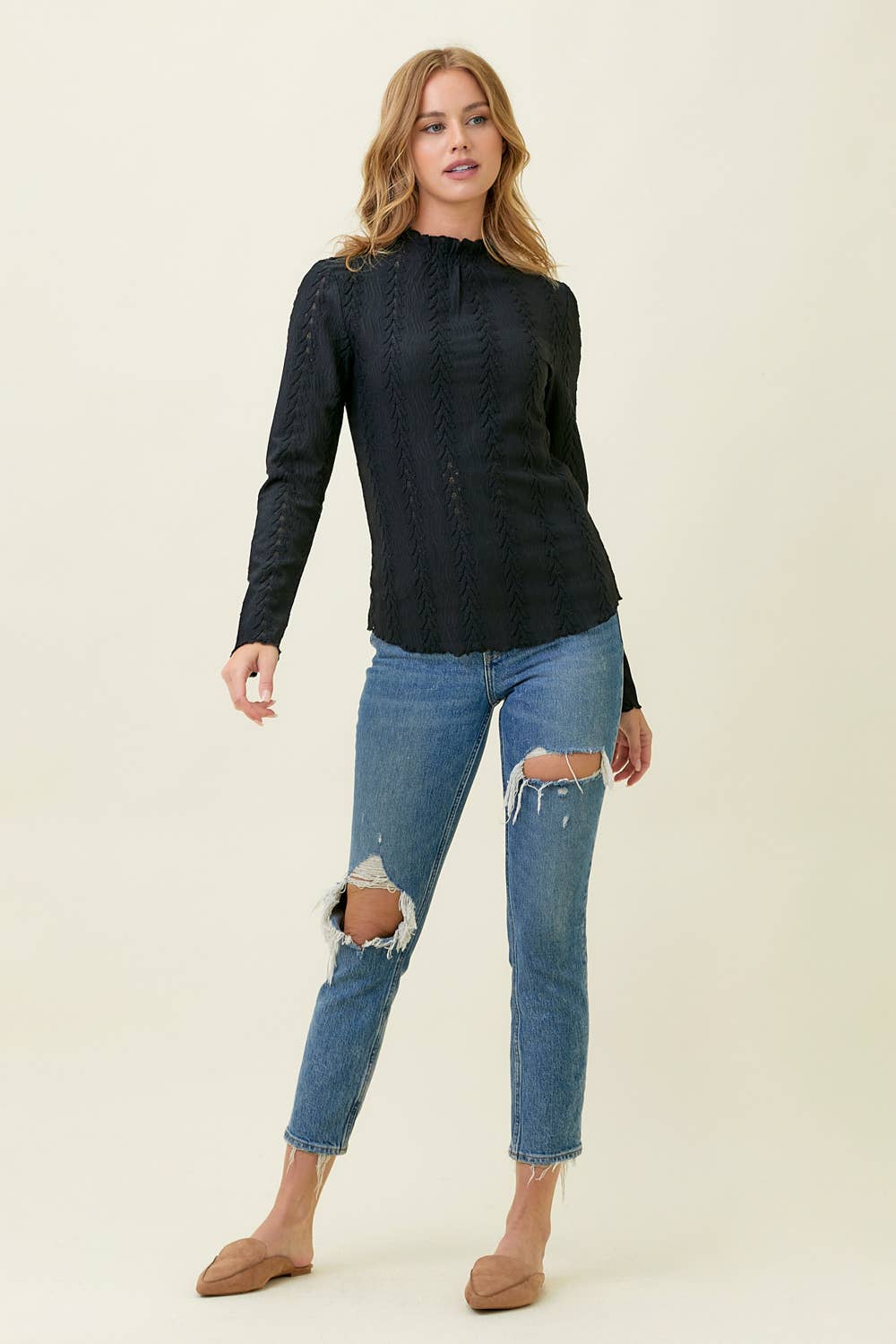 The Everest Lettuce Edge Textured Top