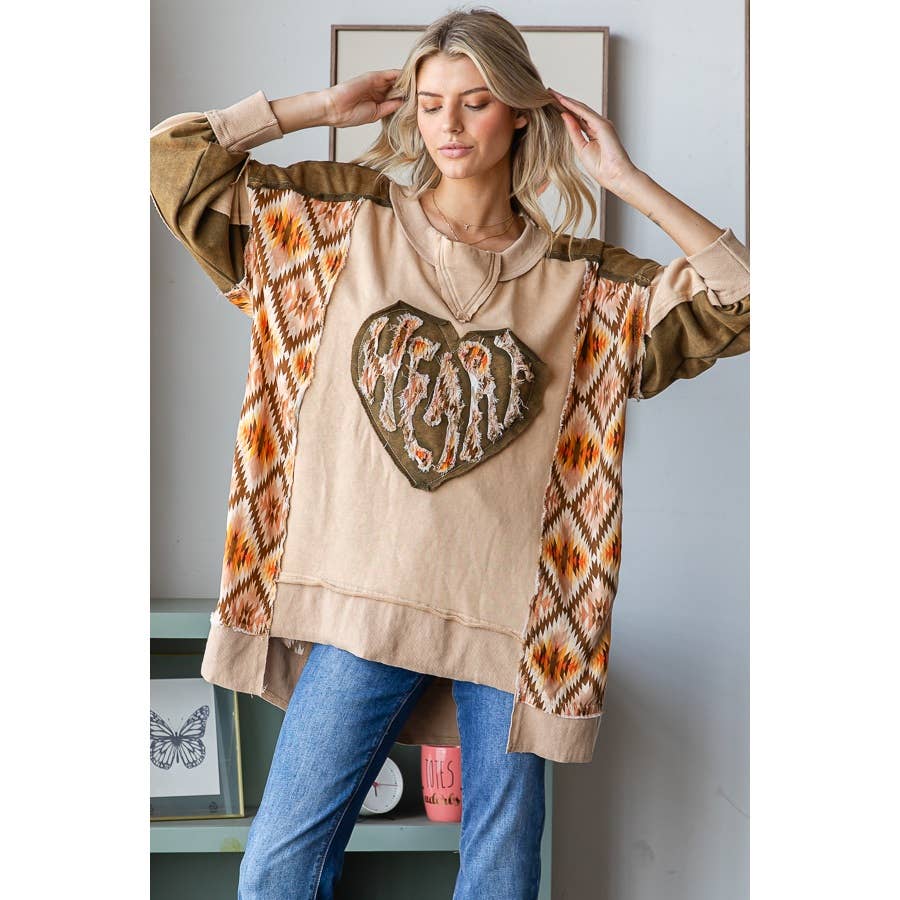 Spread Love Patched Heart Top