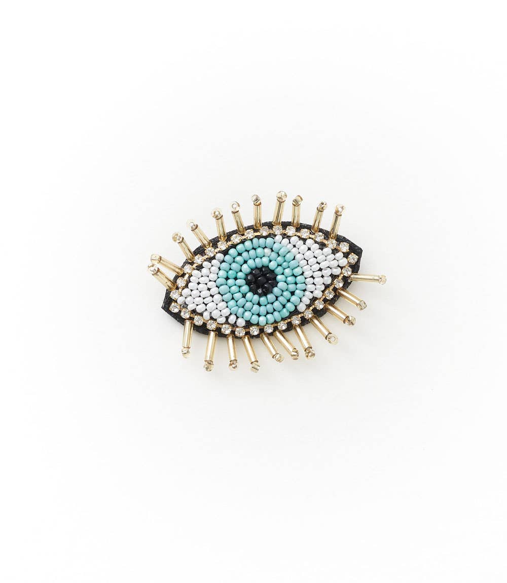 Bala Mani Beaded Evil Eye Brooch Pin - Handmade, Fair Trade