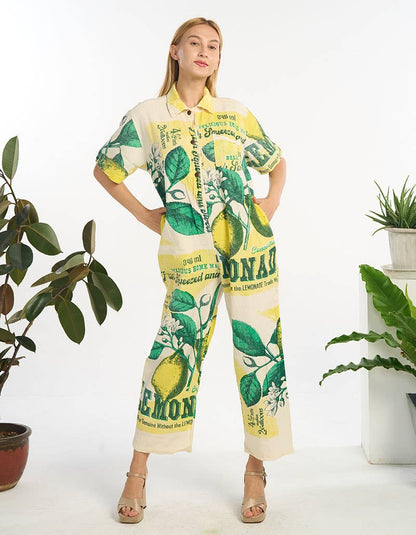 Sour Lemon Printed Shirt Overall