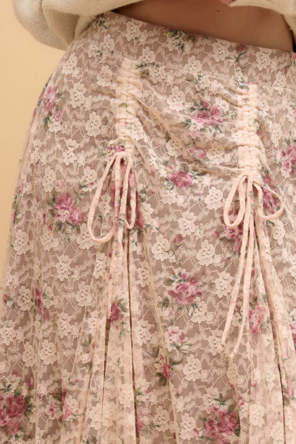 Sale - Rose Garden Floral Handkerchief-Hem Lace Maxi Skirt