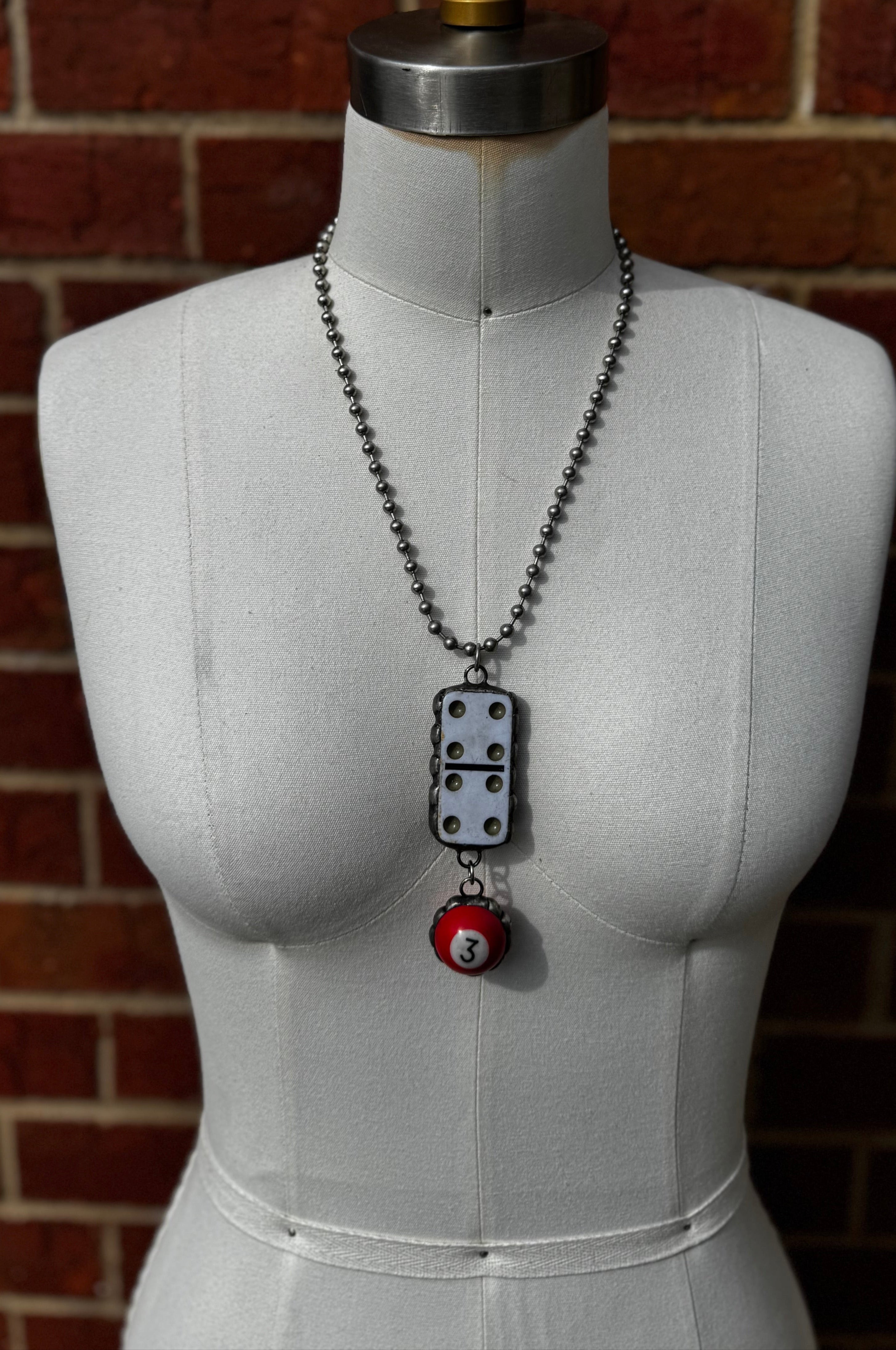 OOAK Pool Ball & Domino Necklace