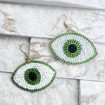 Seed Bead Evil Eye Earrings - Multiple Color Styles