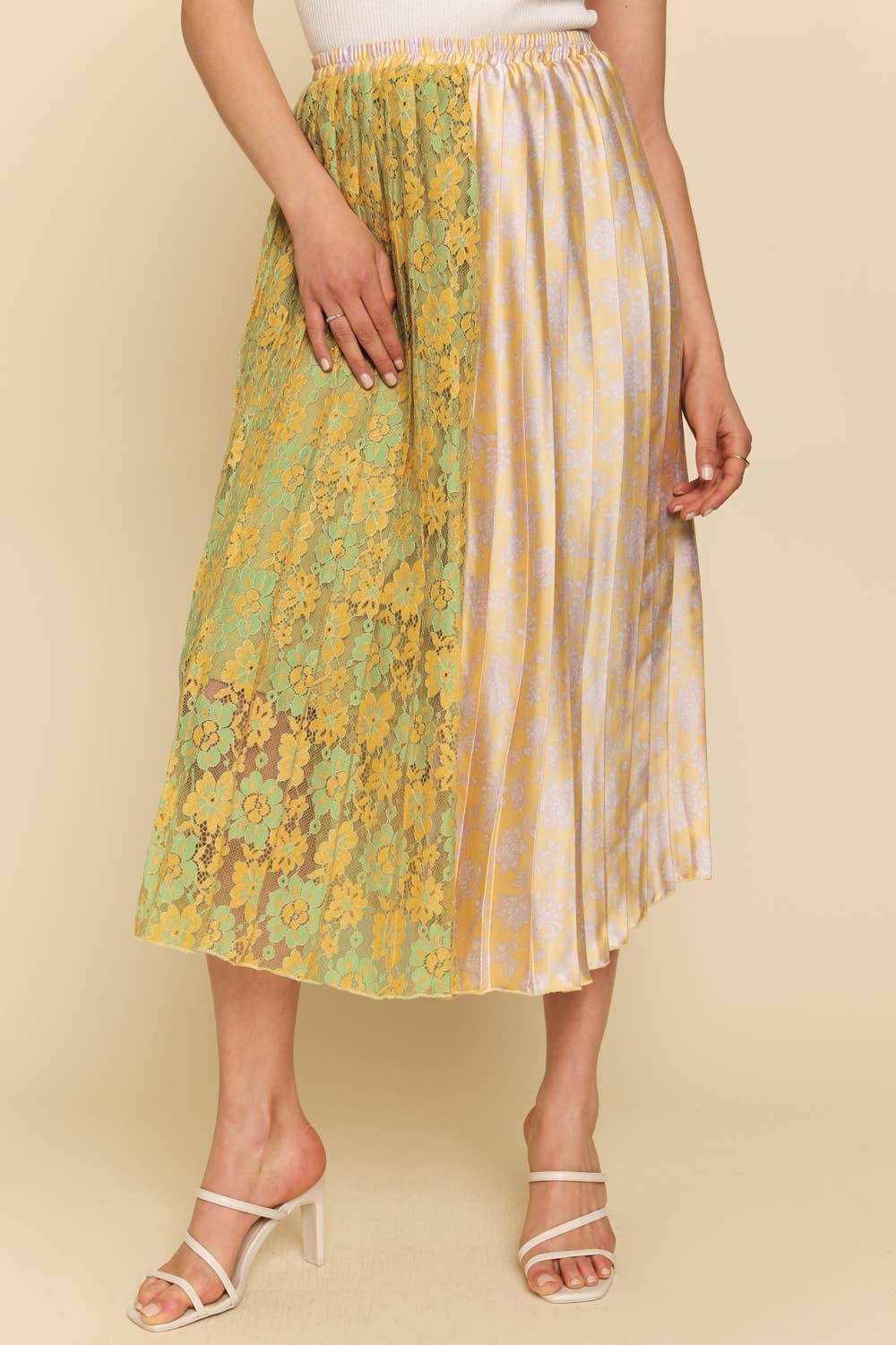 Sale - The Heather Mixed Media Midi Skirt