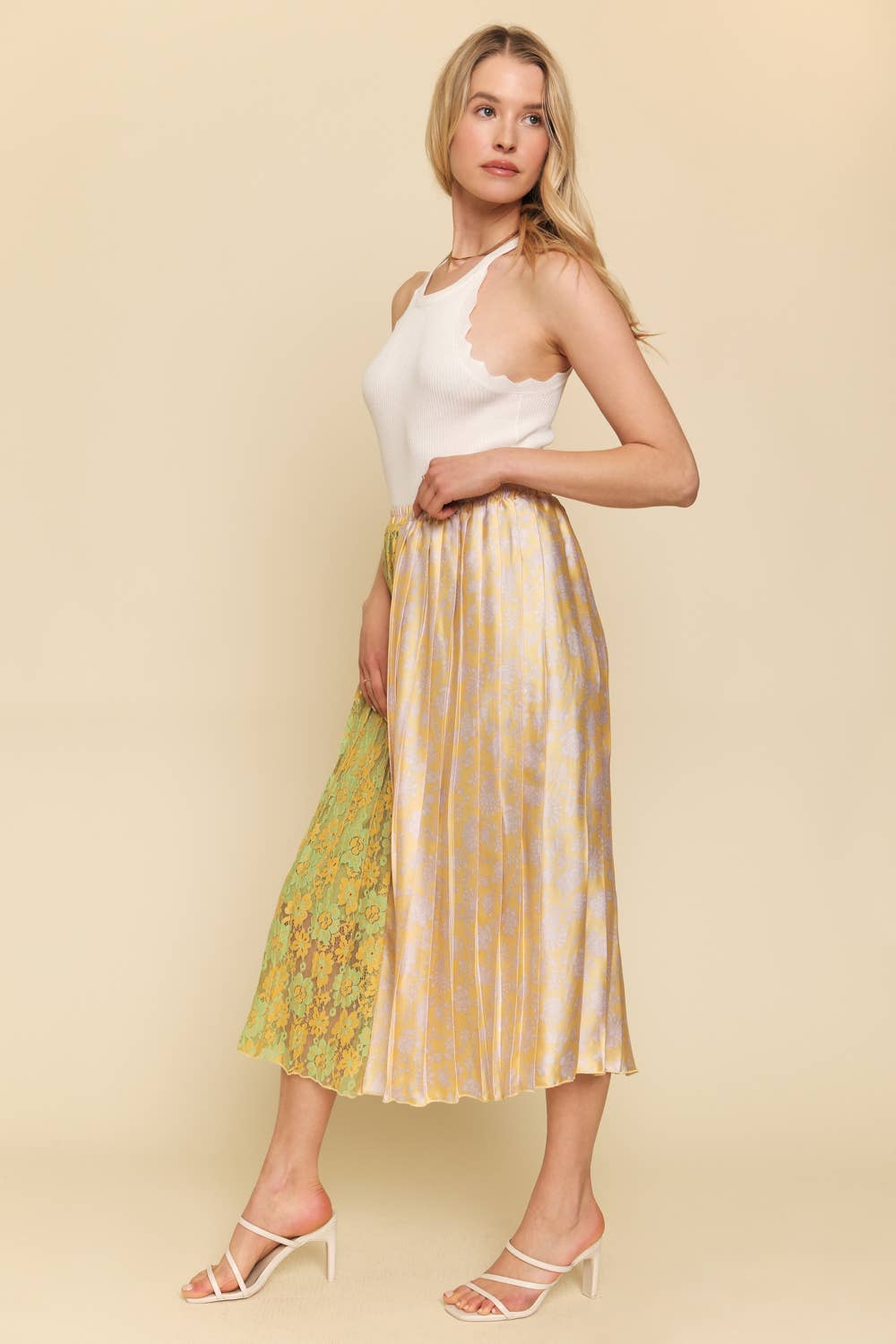 Sale - The Heather Mixed Media Midi Skirt