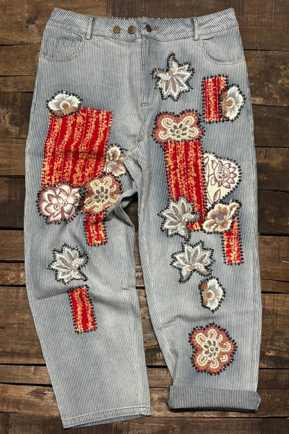 Blooming Breeze Boho Patched Jeans