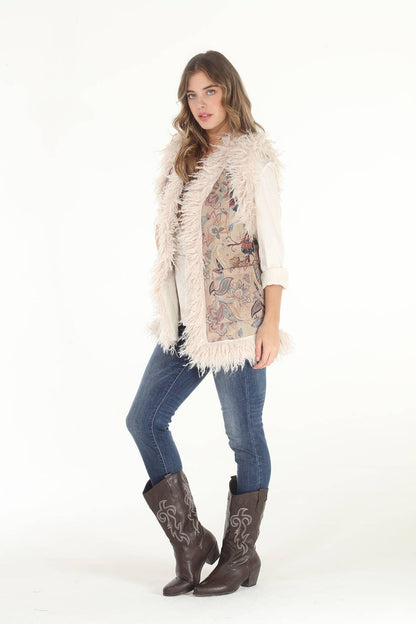 Final Sale - Kristen Dusty Floral Faux Suede & Faux Shearling Vest