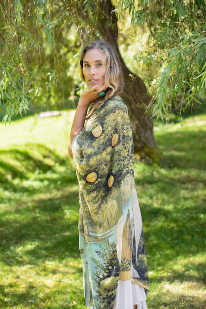 Tree of Life Bohemian Goddess Starduster Kimono w/ Dove