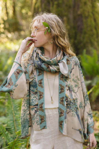 Earth and Sky Pixie Duster Cropped Kimono w/ Trees