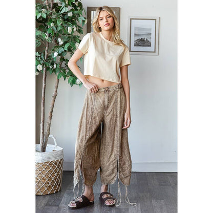 On the Run Cinched Capri Pants in Brown