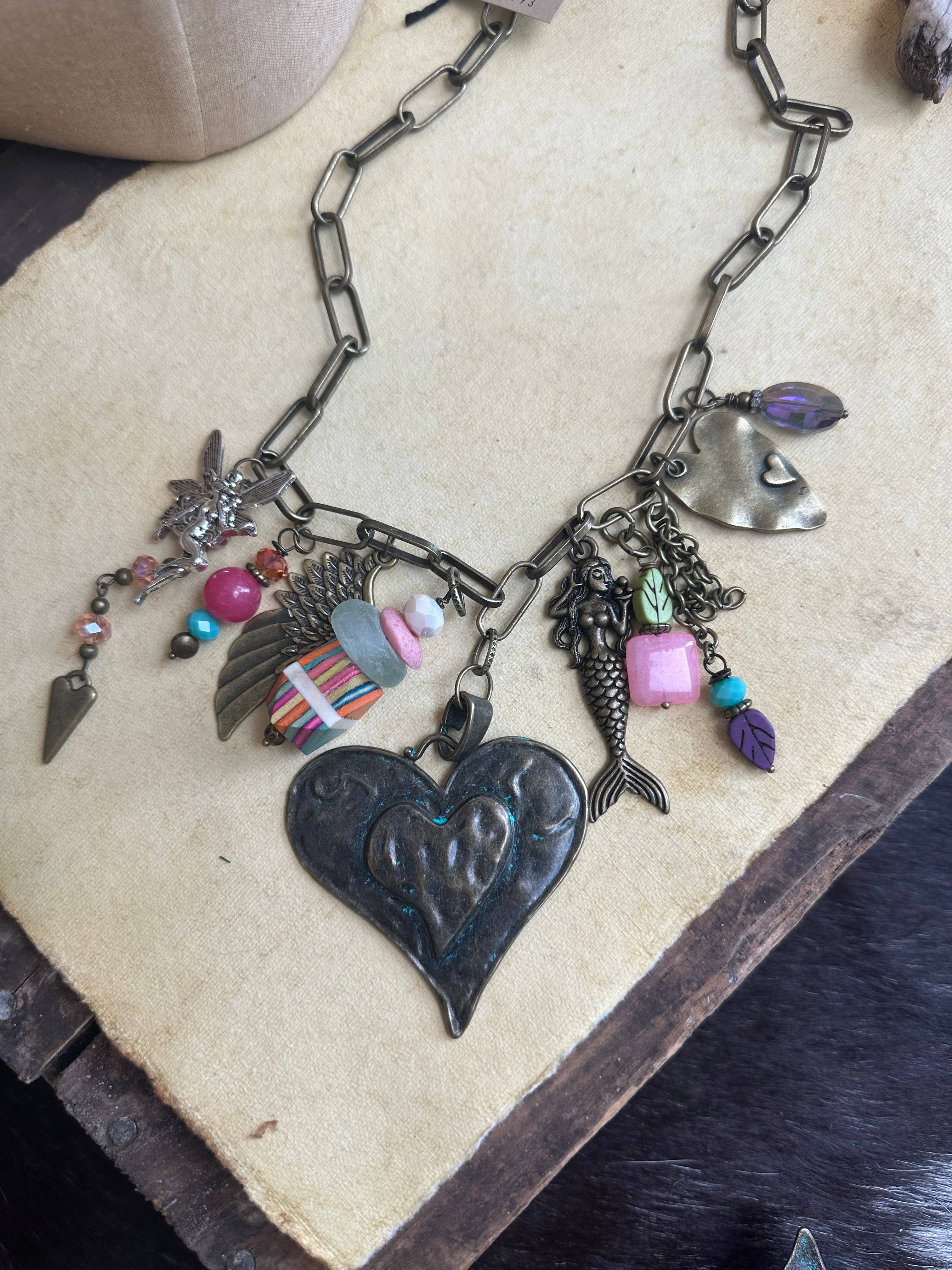 Gypsy Junk Necklace in Heart Sorbet