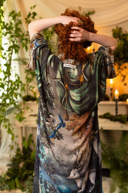 Theatre of Dreams Opera Duster Kimono Robe w/ Deer, Forest