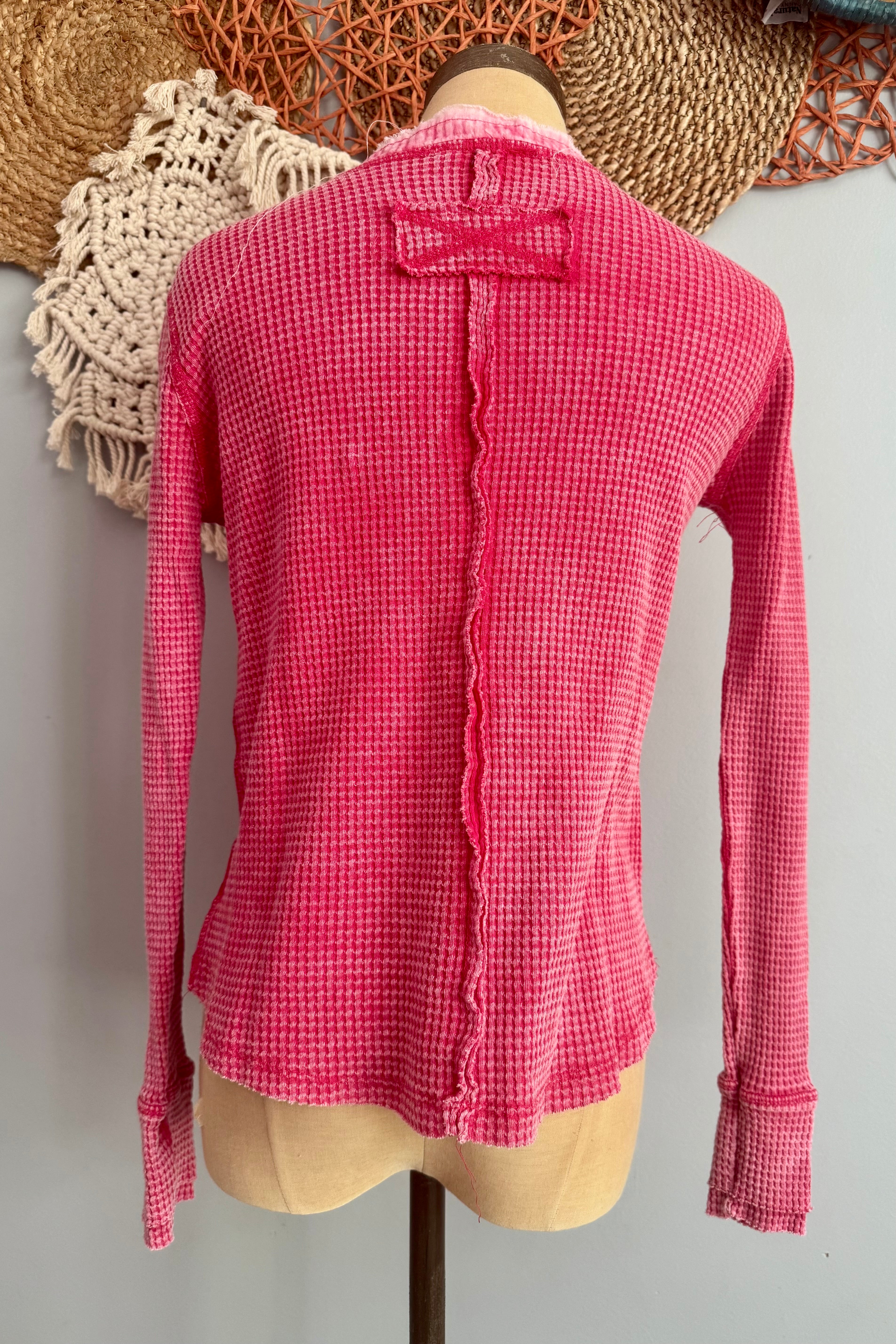 SALE Washed Baby Waffle Henley Long Sleeve Top