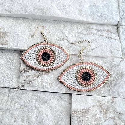 Seed Bead Evil Eye Earrings - Multiple Color Styles