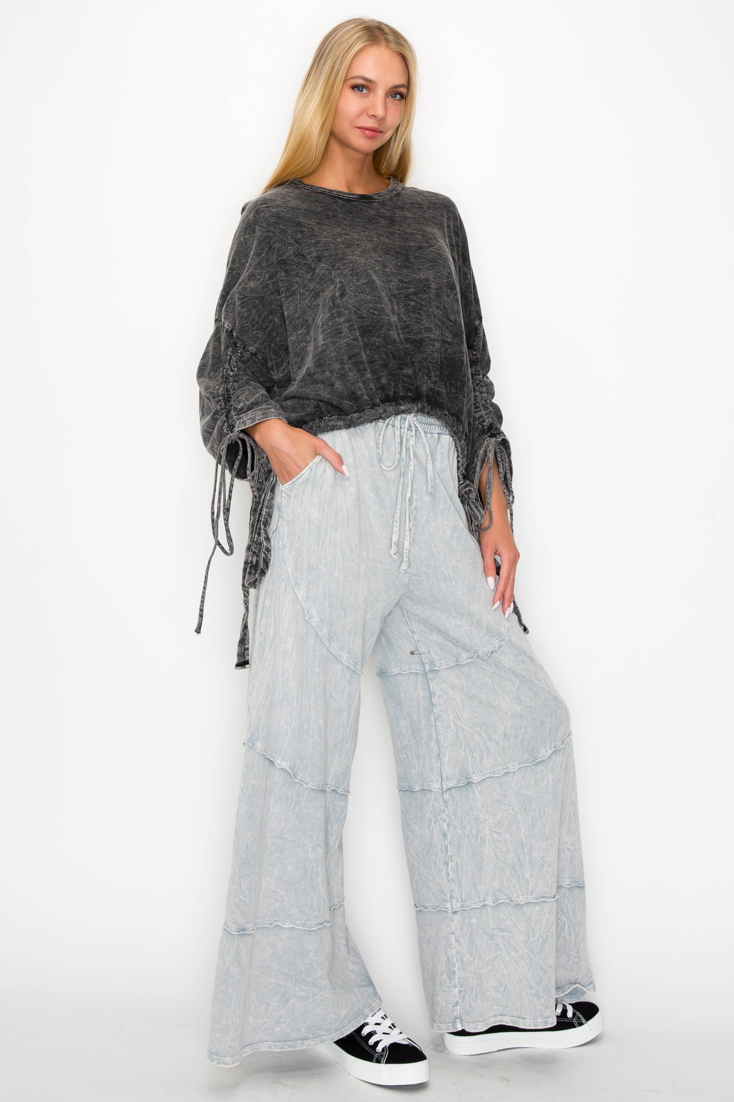 Sale - The Heather Mineral Washed BOHO Drawstring Sweatshirt