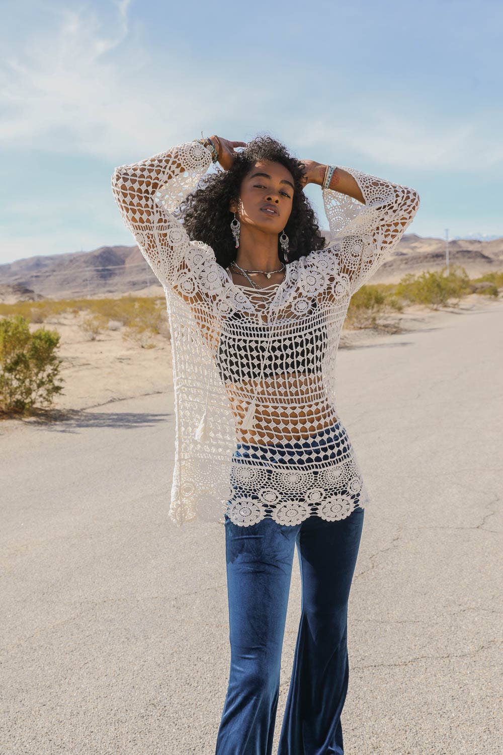 Lace-Up Crochet Tunic - Effortless Bohemian Vibes