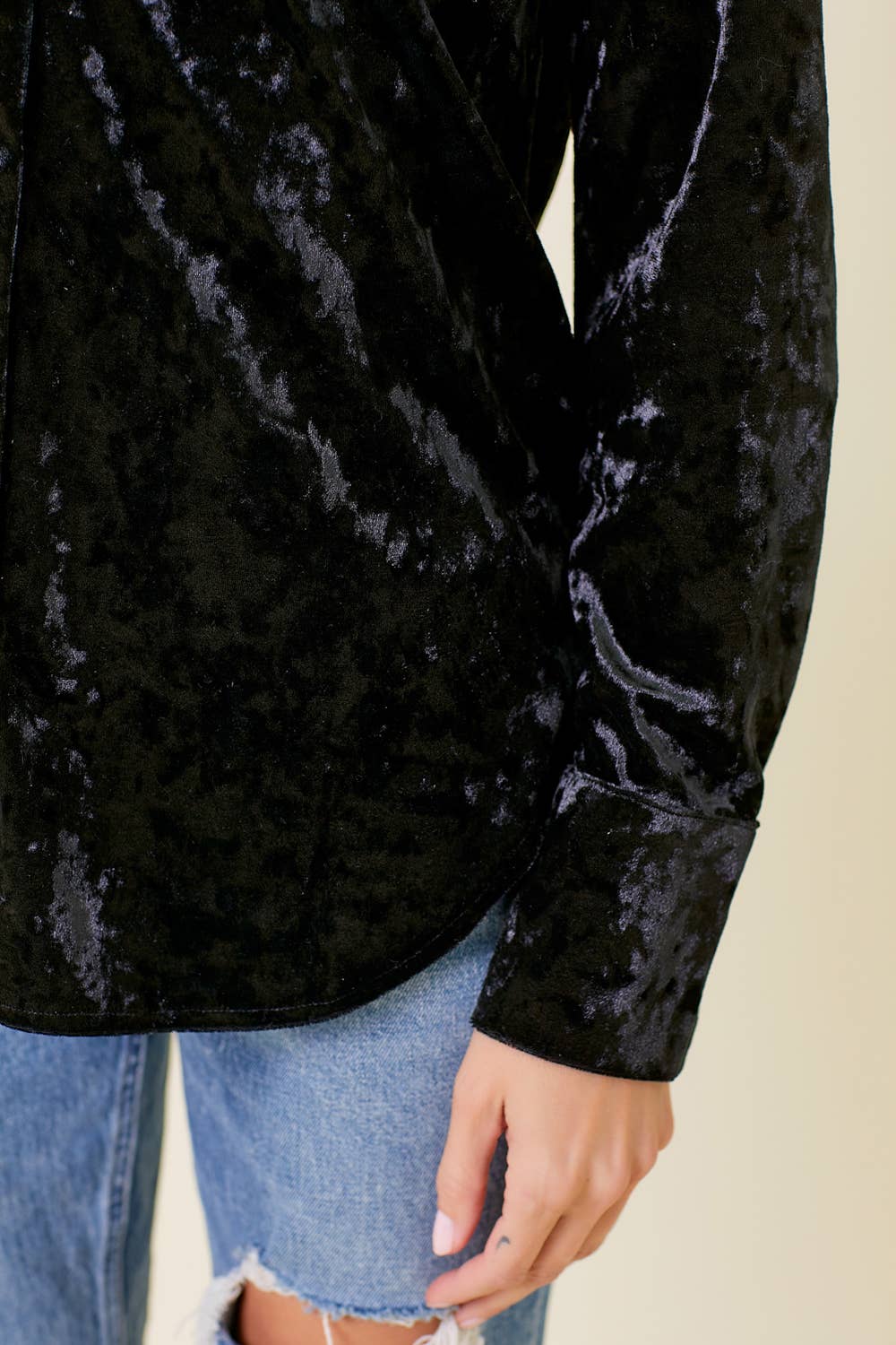 Final Sale - So Chic Boho Velvet Button Down