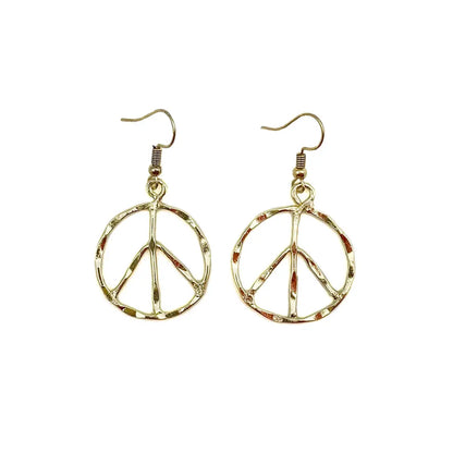 Peace Sign Gold & Silver Plated Small Dangle Earrings