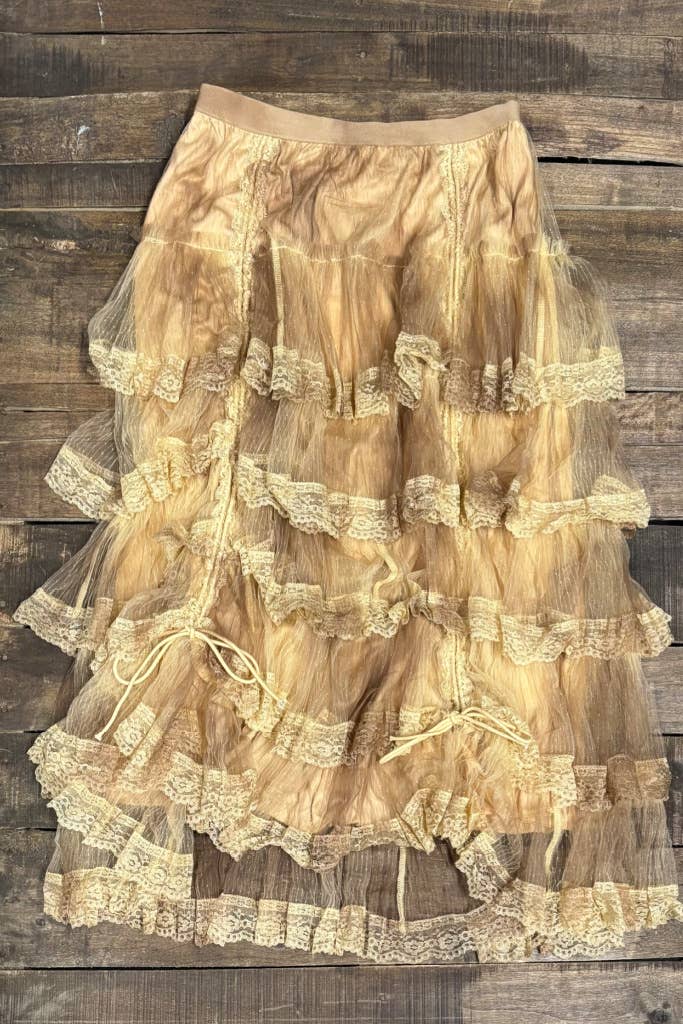 True Romance Skirt Tiered Gauzy Ruffle Boho Layered