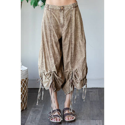 On the Run Cinched Capri Pants in Brown