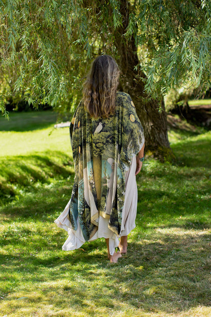 Tree of Life Bohemian Goddess Starduster Kimono w/ Dove