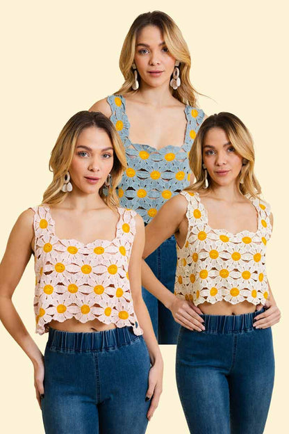 Cute Daisy Crochet Crop Top