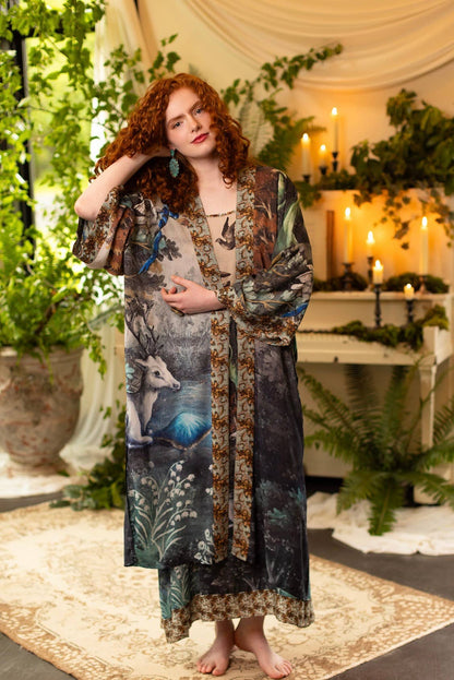 Theatre of Dreams Opera Duster Kimono Robe w/ Deer, Forest