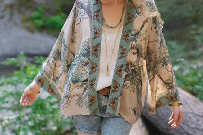 Earth and Sky Pixie Duster Cropped Kimono w/ Trees