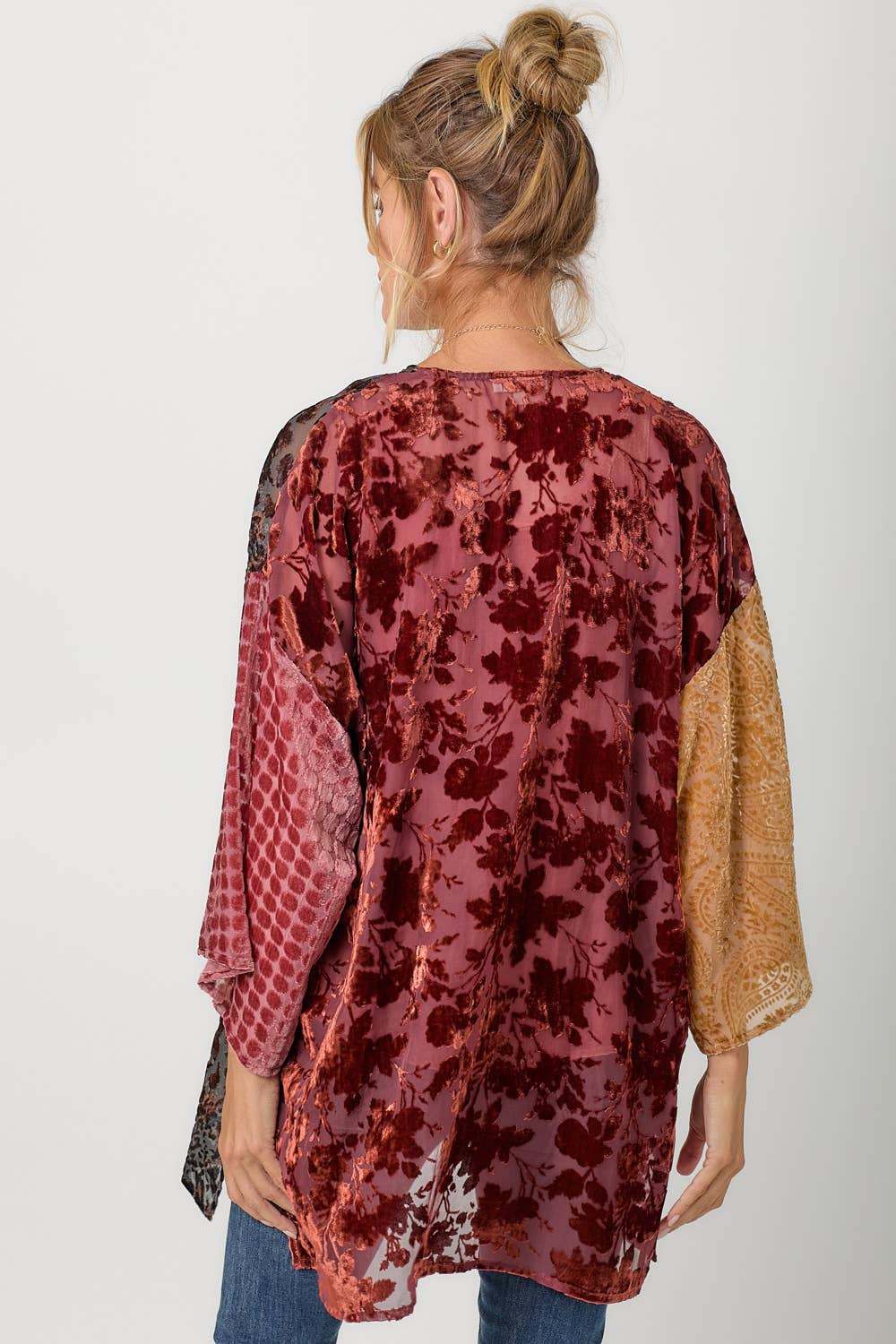 Final Sale - Victoria Effortless Mixed Print Burn-Out Kimono