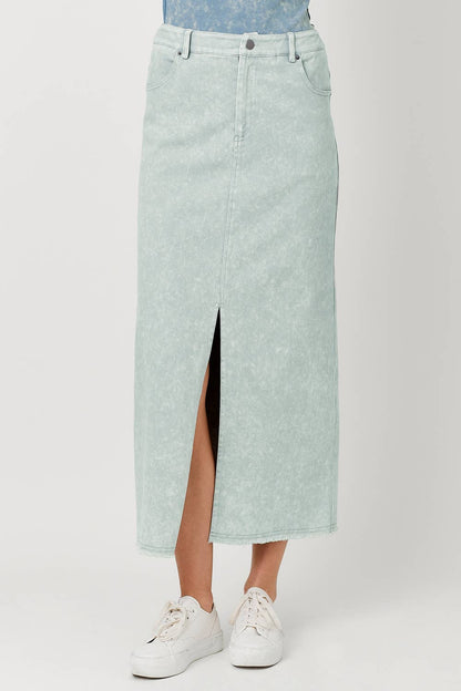 Sale - Everafter Washed Front Slit Midi Skirt