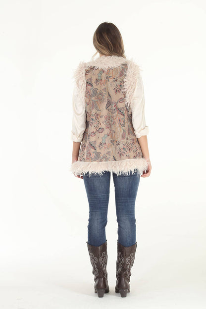 Final Sale - Kristen Dusty Floral Faux Suede & Faux Shearling Vest