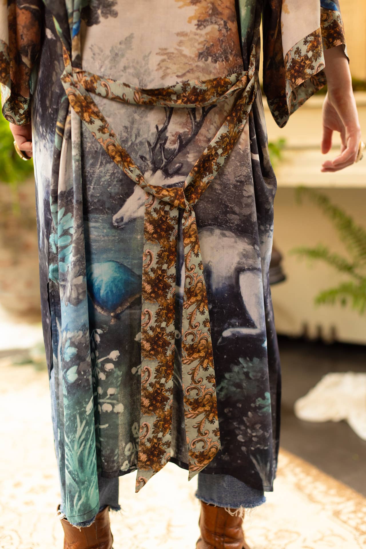 Theatre of Dreams Opera Duster Kimono Robe w/ Deer, Forest