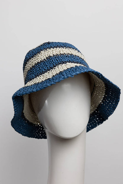 Crochet Stitched Striped Pattern Bucket Hat