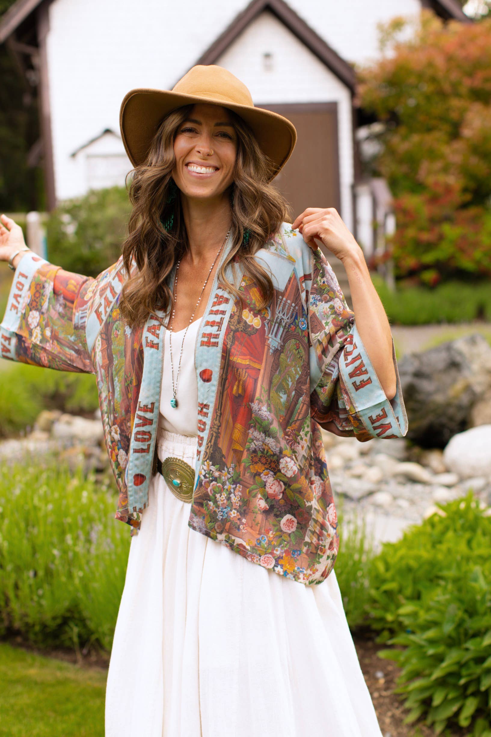 Love Language Pixie Duster Cropped Kimono w/ Faith, Hope