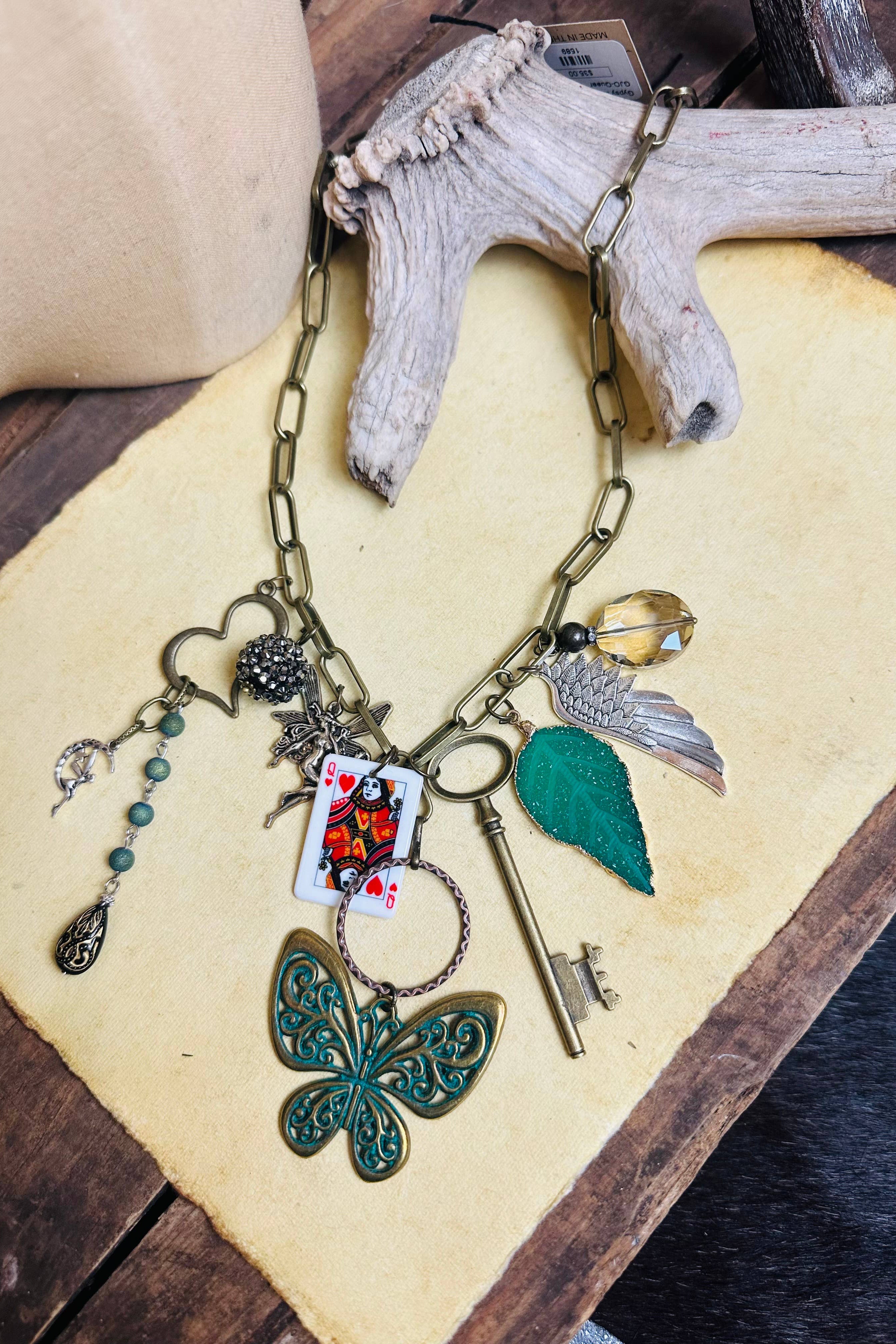 Gypsy Junk Chunky Necklace in Queen of Hearts 