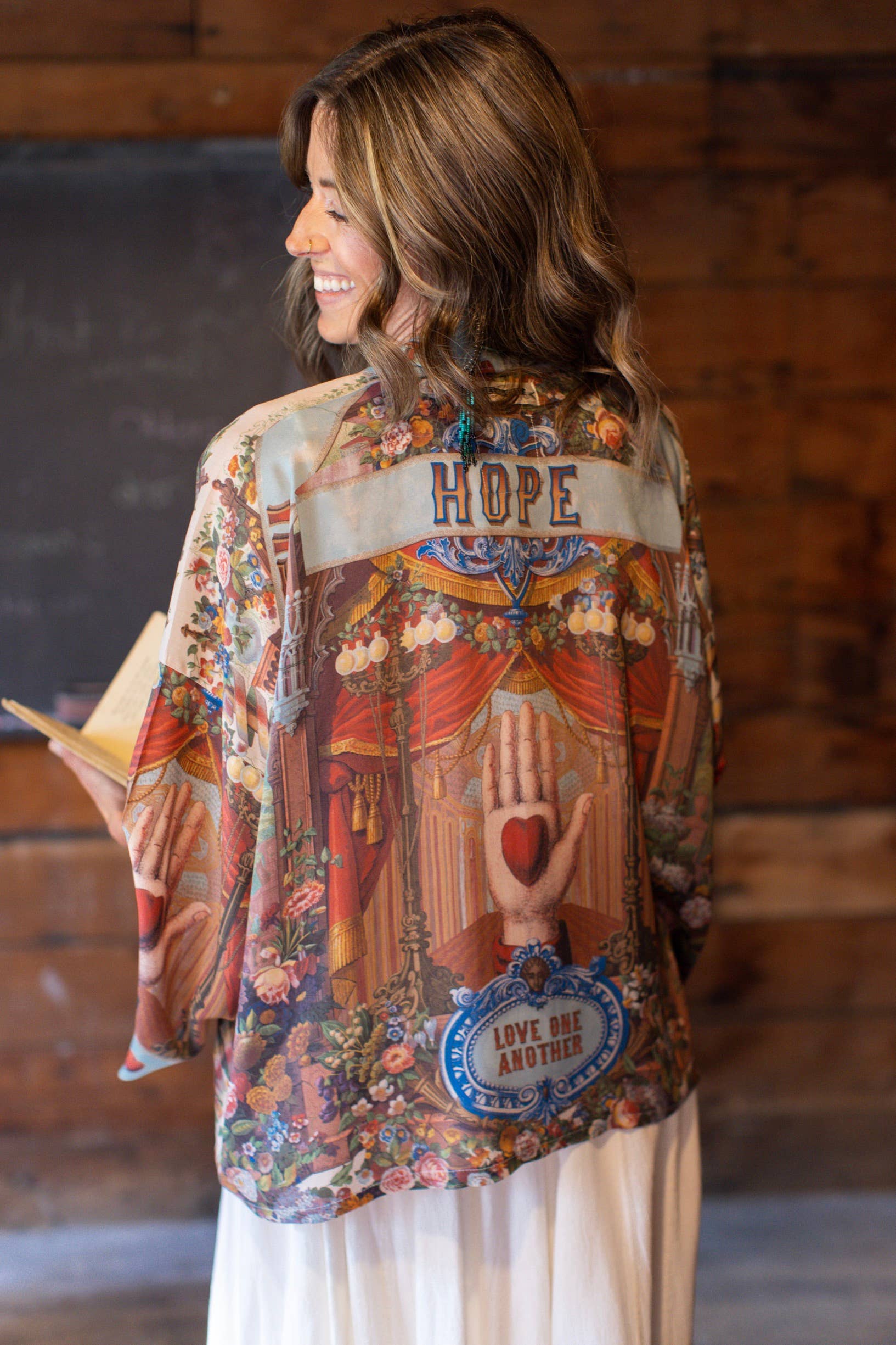 Love Language Pixie Duster Cropped Kimono w/ Faith, Hope