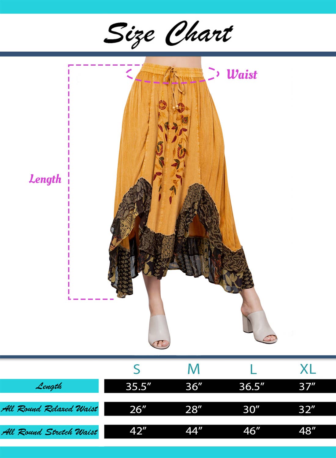 Sale - Rustic Bohemian: Asymmetrical Embroidered Midi Skirt