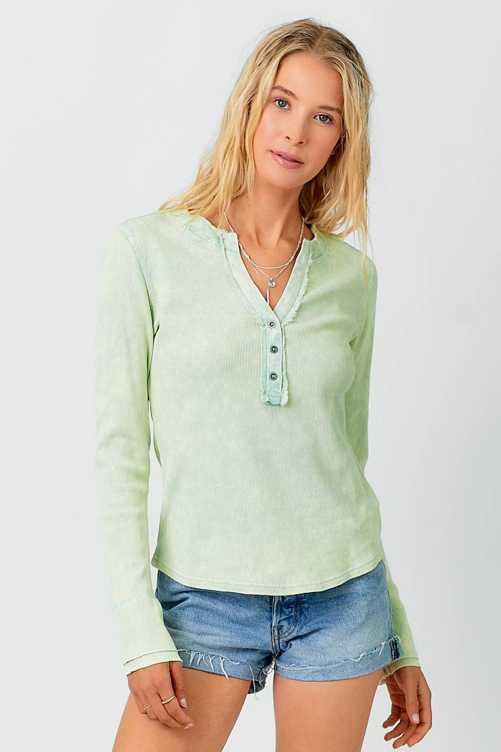 Sale - Limestone Washed Thermal Henley Top