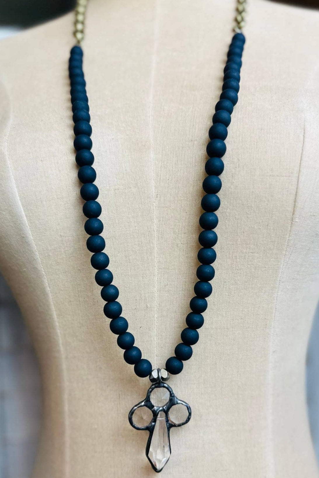 Midnight Crystal Cross Necklace