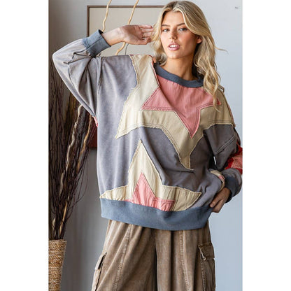 Reach for the Stars Mineral Wash Pullover Top