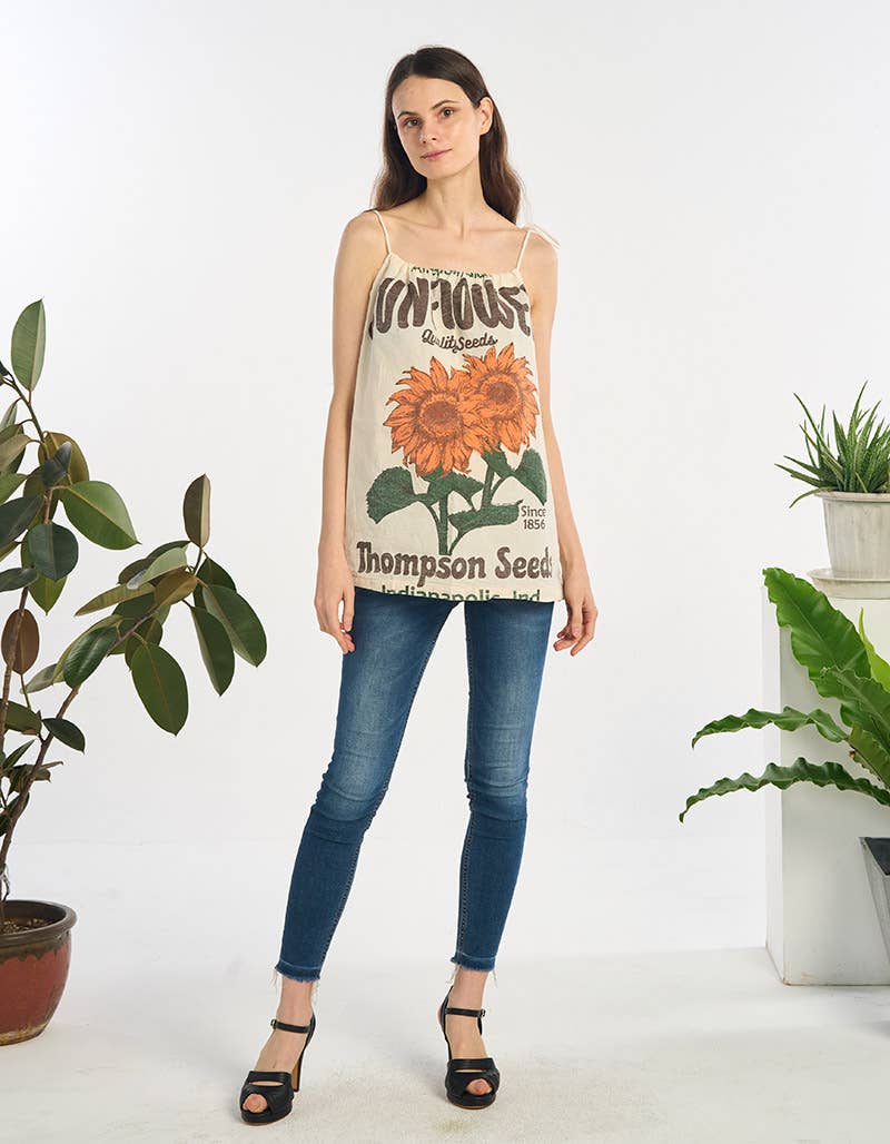 She's Sunshine Sunflower Printed Tank Top