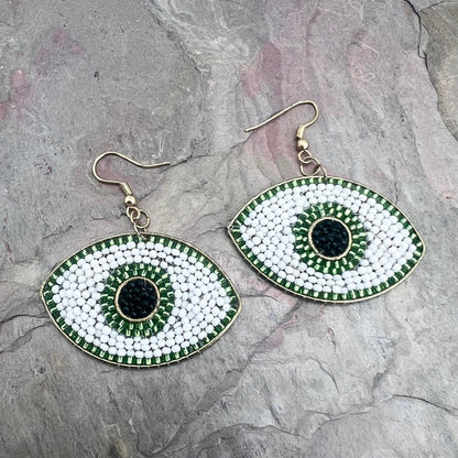 Seed Bead Evil Eye Earrings - Multiple Color Styles